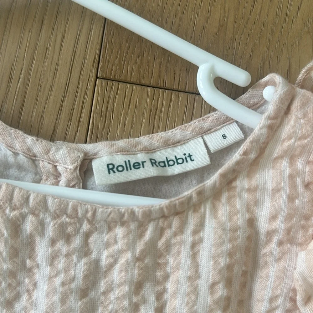 Roller Rabbit pink striped dress long sleeve cotton 8